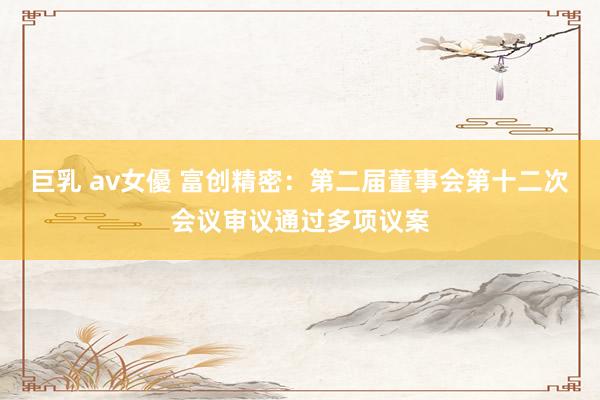 巨乳 av女優 富创精密：第二届董事会第十二次会议审议通过多项议案