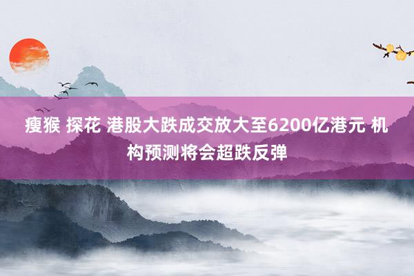 瘦猴 探花 港股大跌成交放大至6200亿港元 机构预测将会超跌反弹