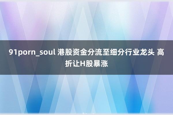 91porn_soul 港股资金分流至细分行业龙头 高折让H股暴涨