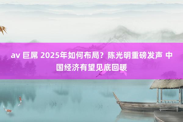 av 巨屌 2025年如何布局？陈光明重磅发声 中国经济有望见底回暖