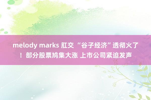 melody marks 肛交 “谷子经济”透彻火了！部分股票鸠集大涨 上市公司紧迫发声